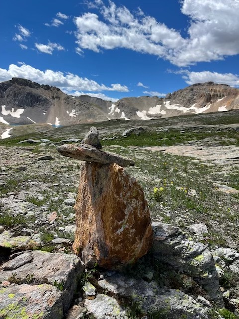 High altitude rock cairn
